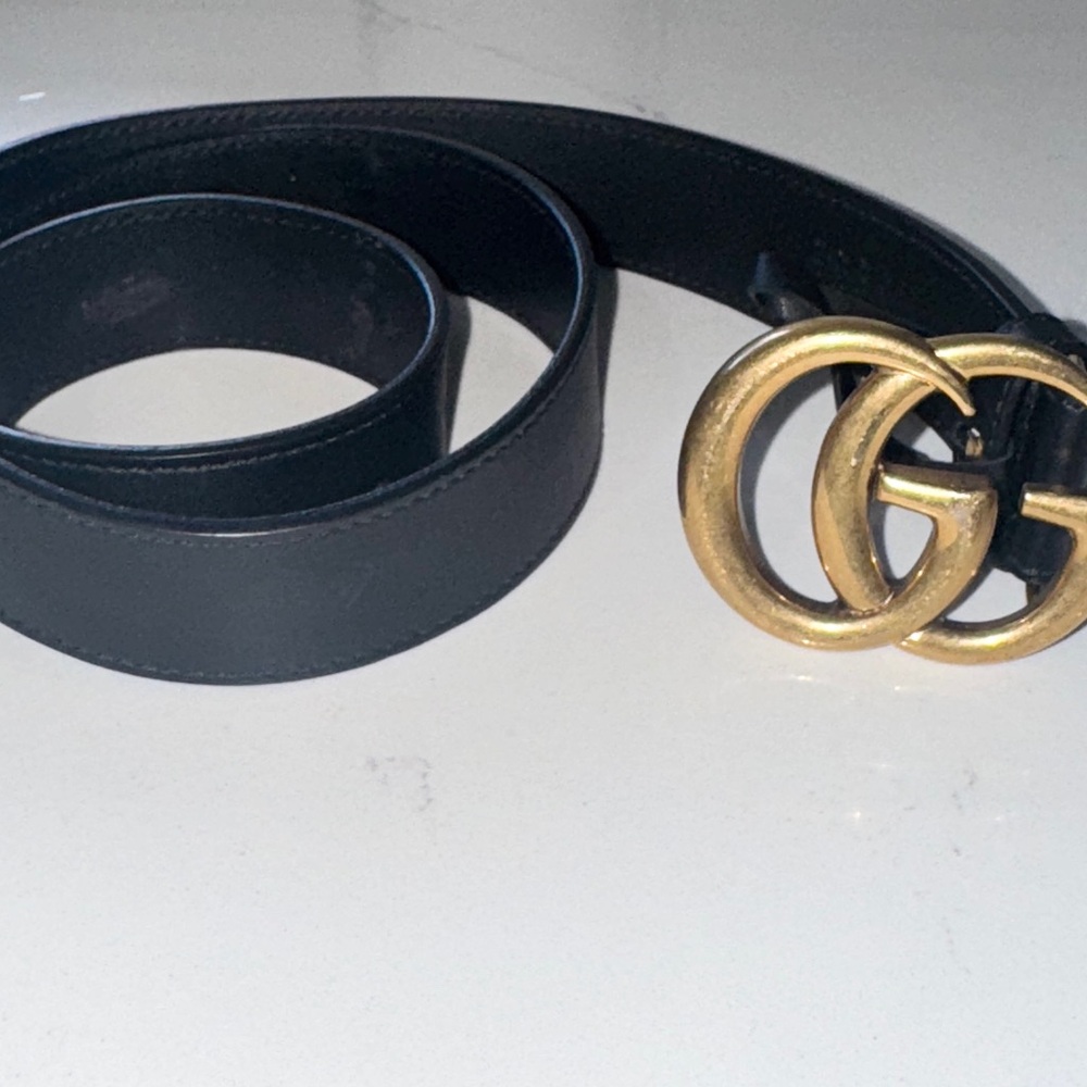 Gucci Black Belt with Double G Gold Buckle